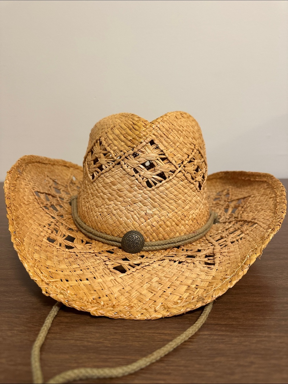 Natural Straw Cowboy Hat with Decorative Band
